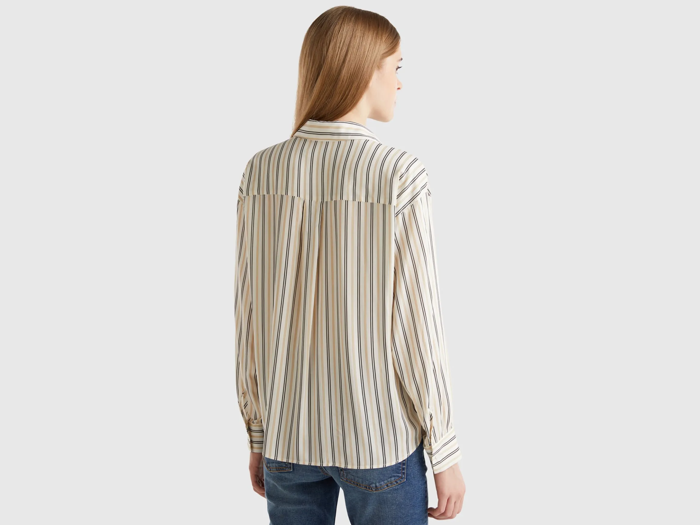Striped shirt with V-neck