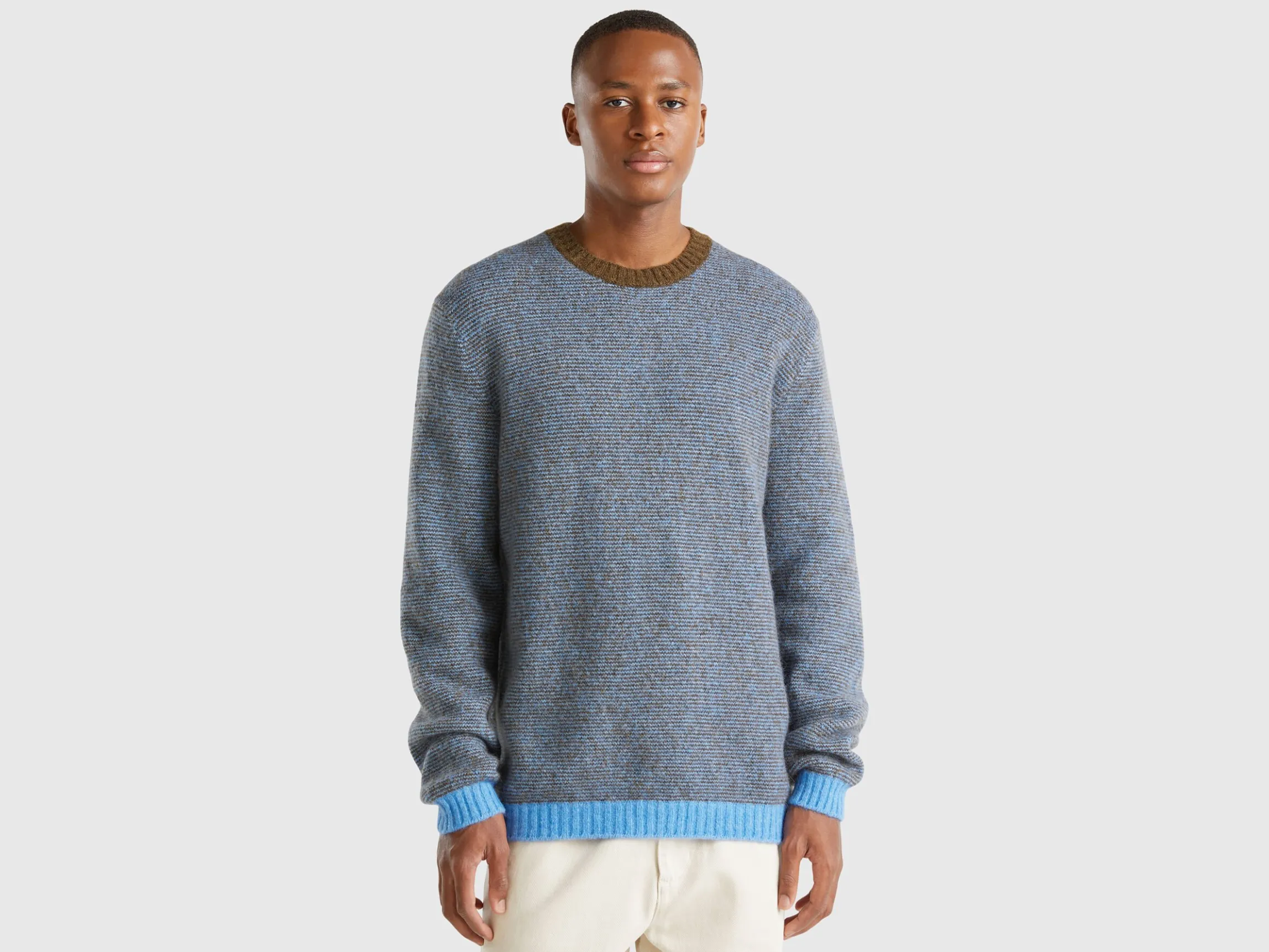 Striped sweater in alpaca and wool blend