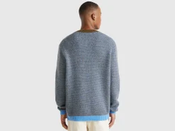 Striped sweater in alpaca and wool blend