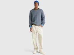 Striped sweater in alpaca and wool blend