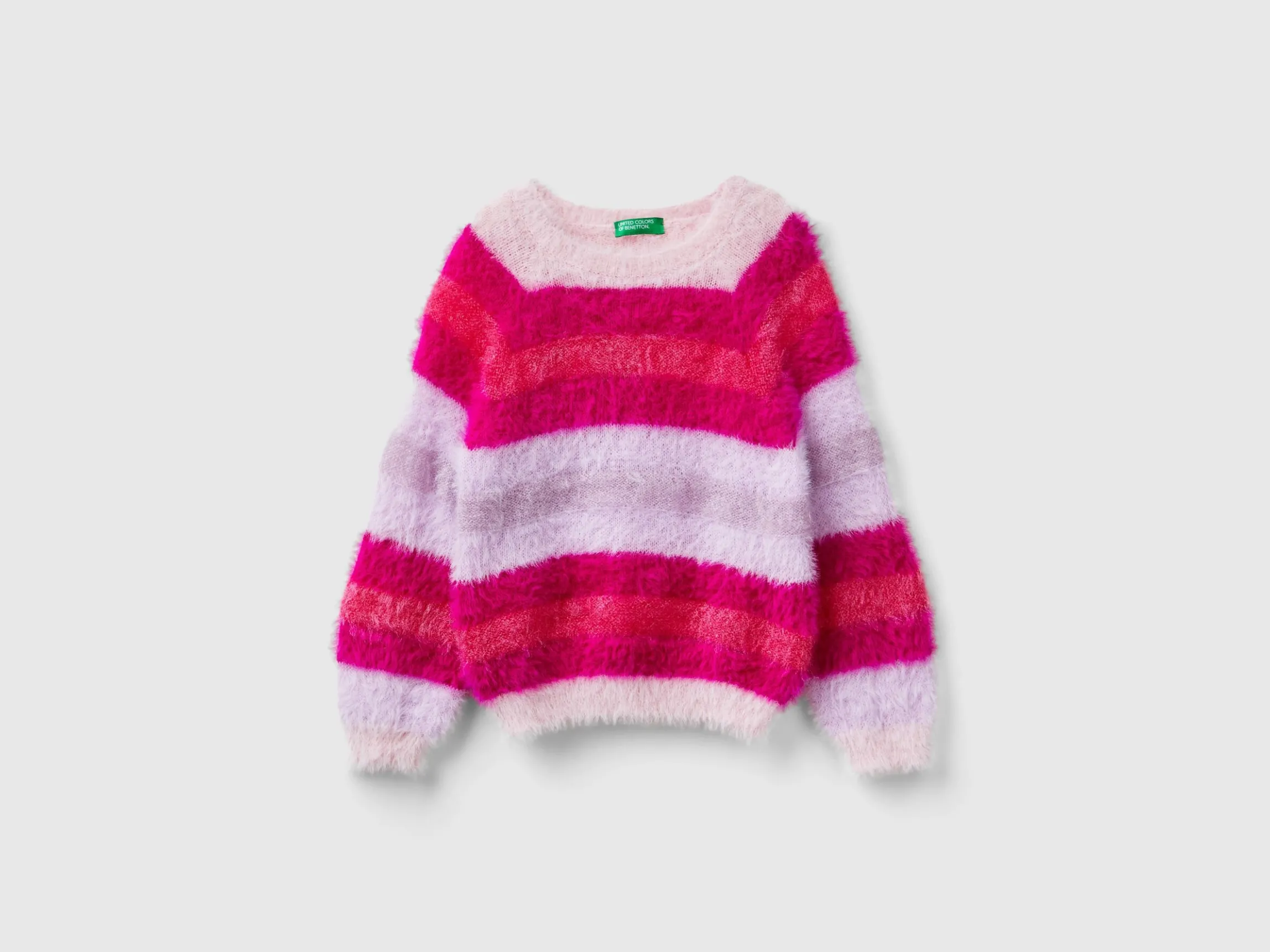 Striped sweater in faux fur