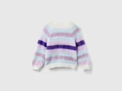 Striped sweater in faux fur