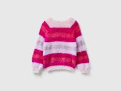 Striped sweater in faux fur