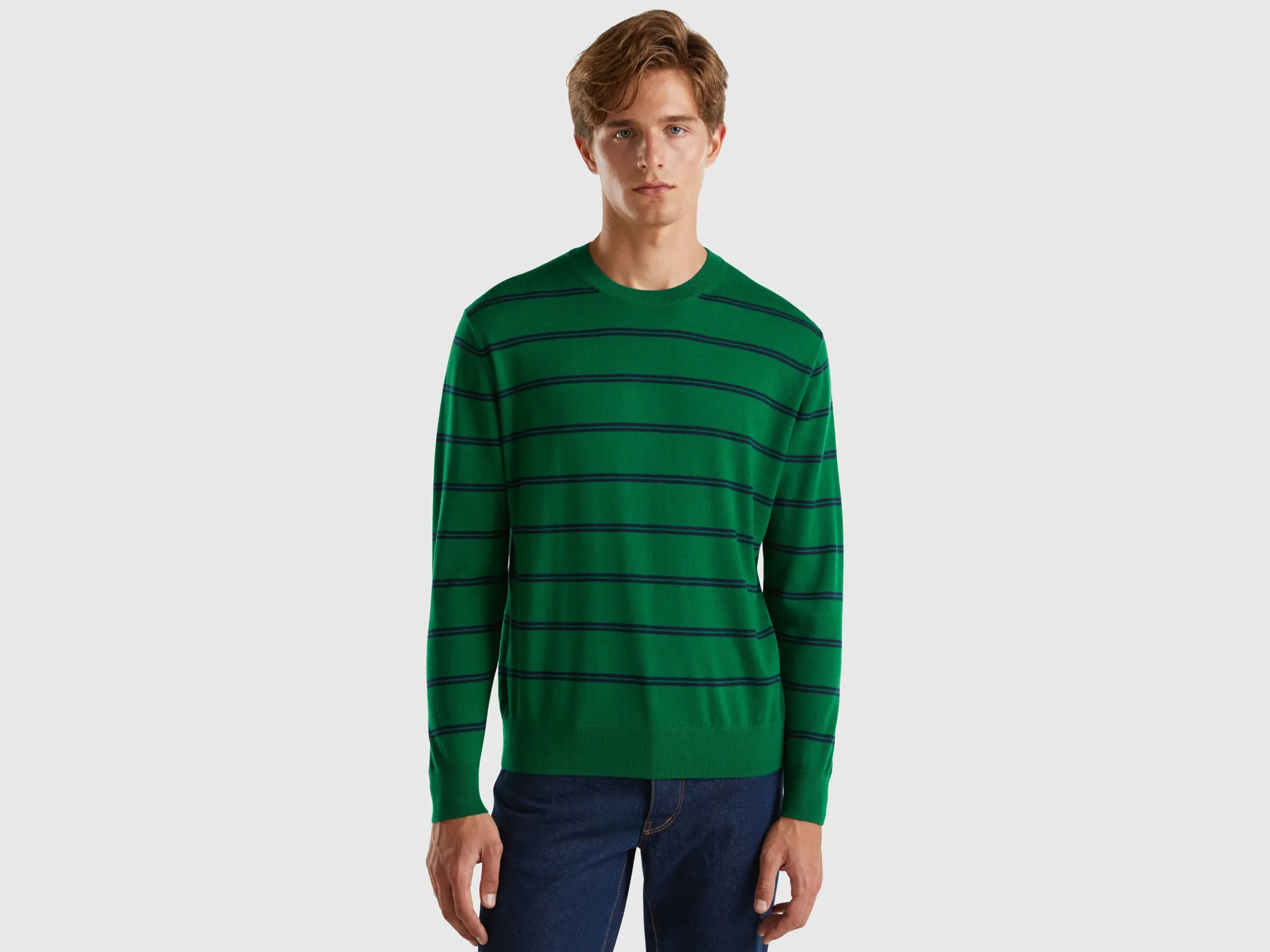 Striped sweater in pure Merino wool