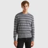 Striped sweater in pure Merino wool