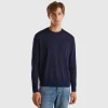 Striped sweater in pure Merino wool