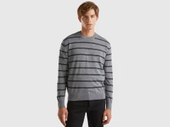 Striped sweater in pure Merino wool