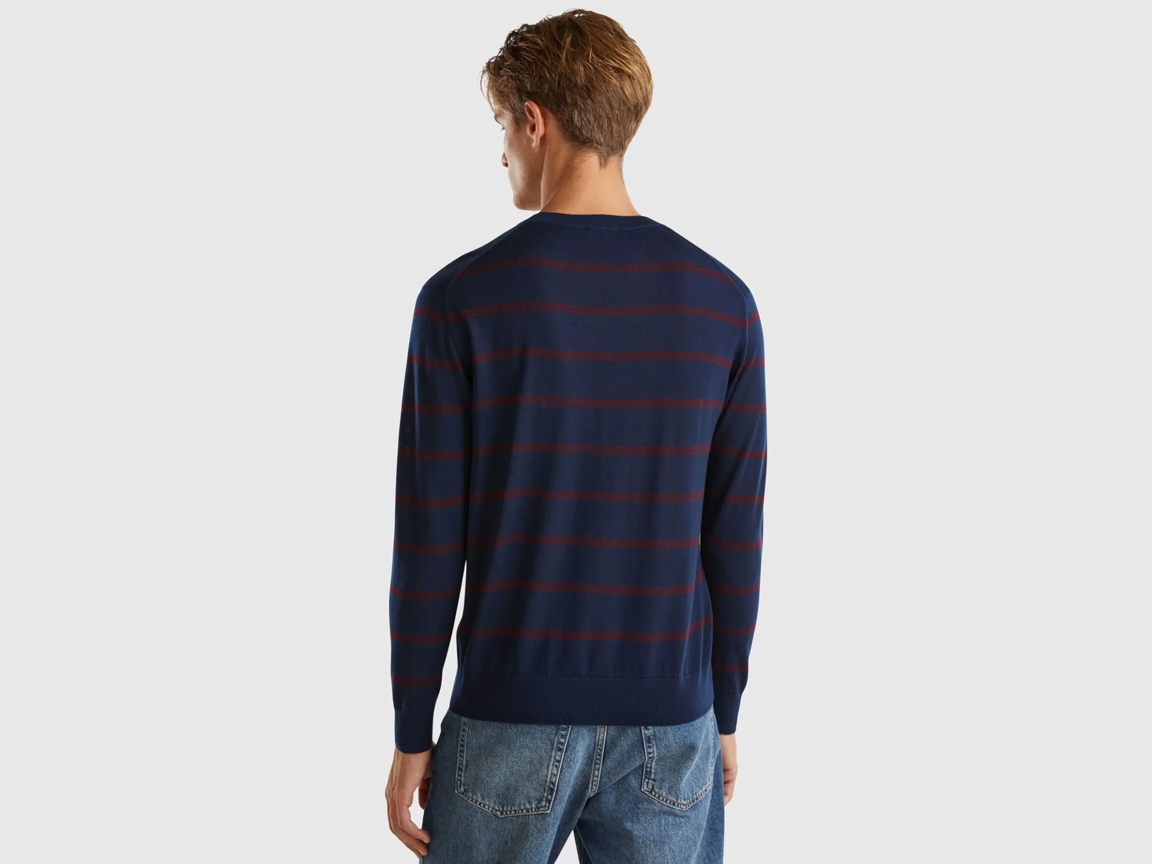 Striped sweater in pure Merino wool