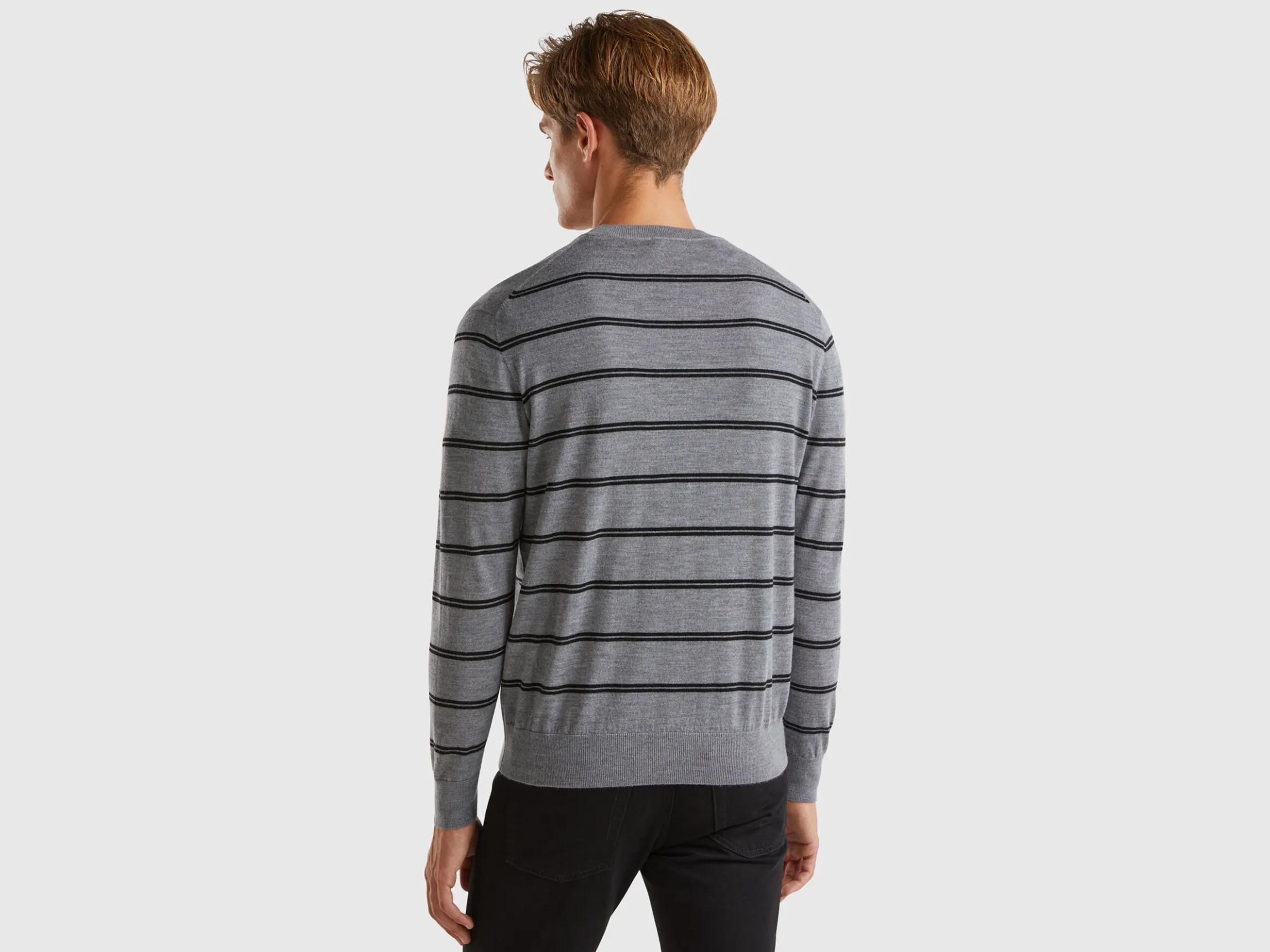 Striped sweater in pure Merino wool