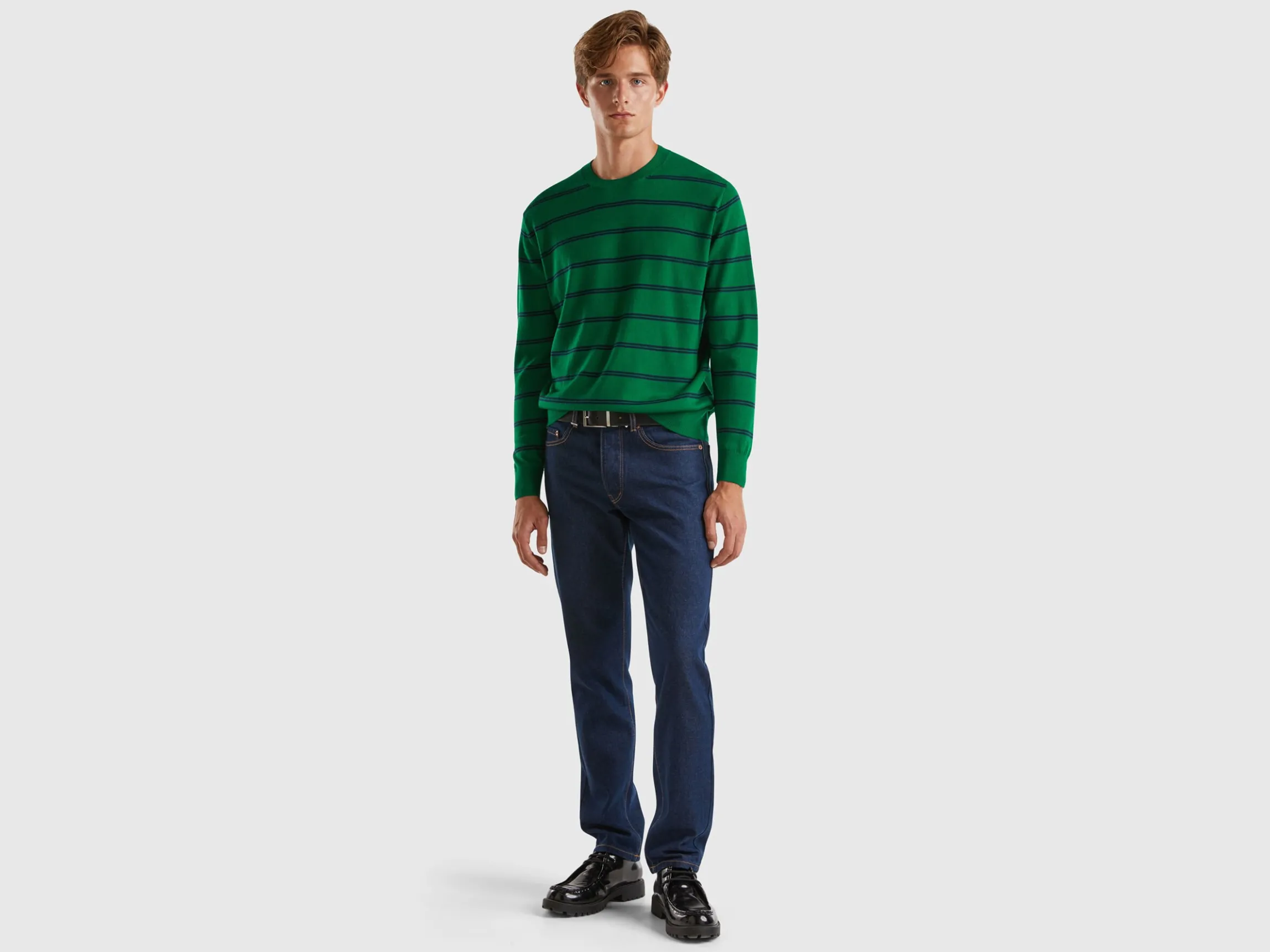 Striped sweater in pure Merino wool
