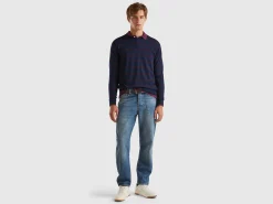 Striped sweater in pure Merino wool