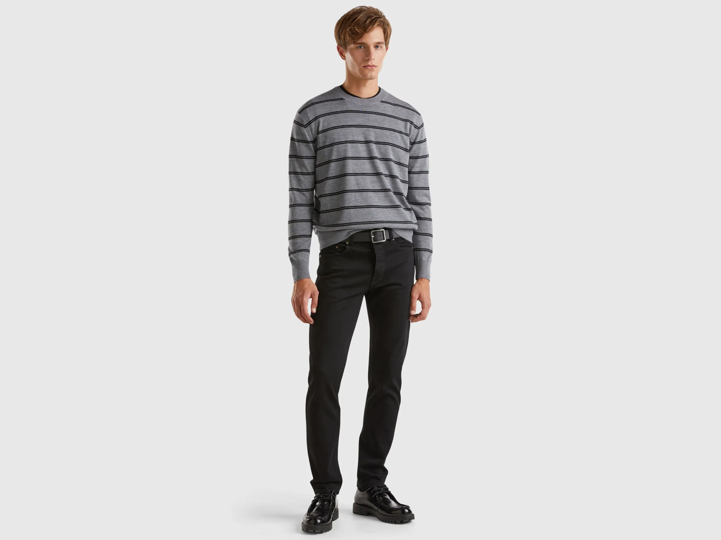 Striped sweater in pure Merino wool
