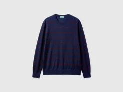 Striped sweater in pure Merino wool