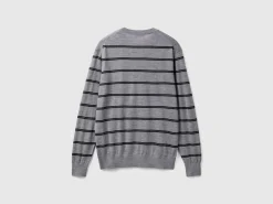 Striped sweater in pure Merino wool