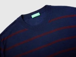 Striped sweater in pure Merino wool