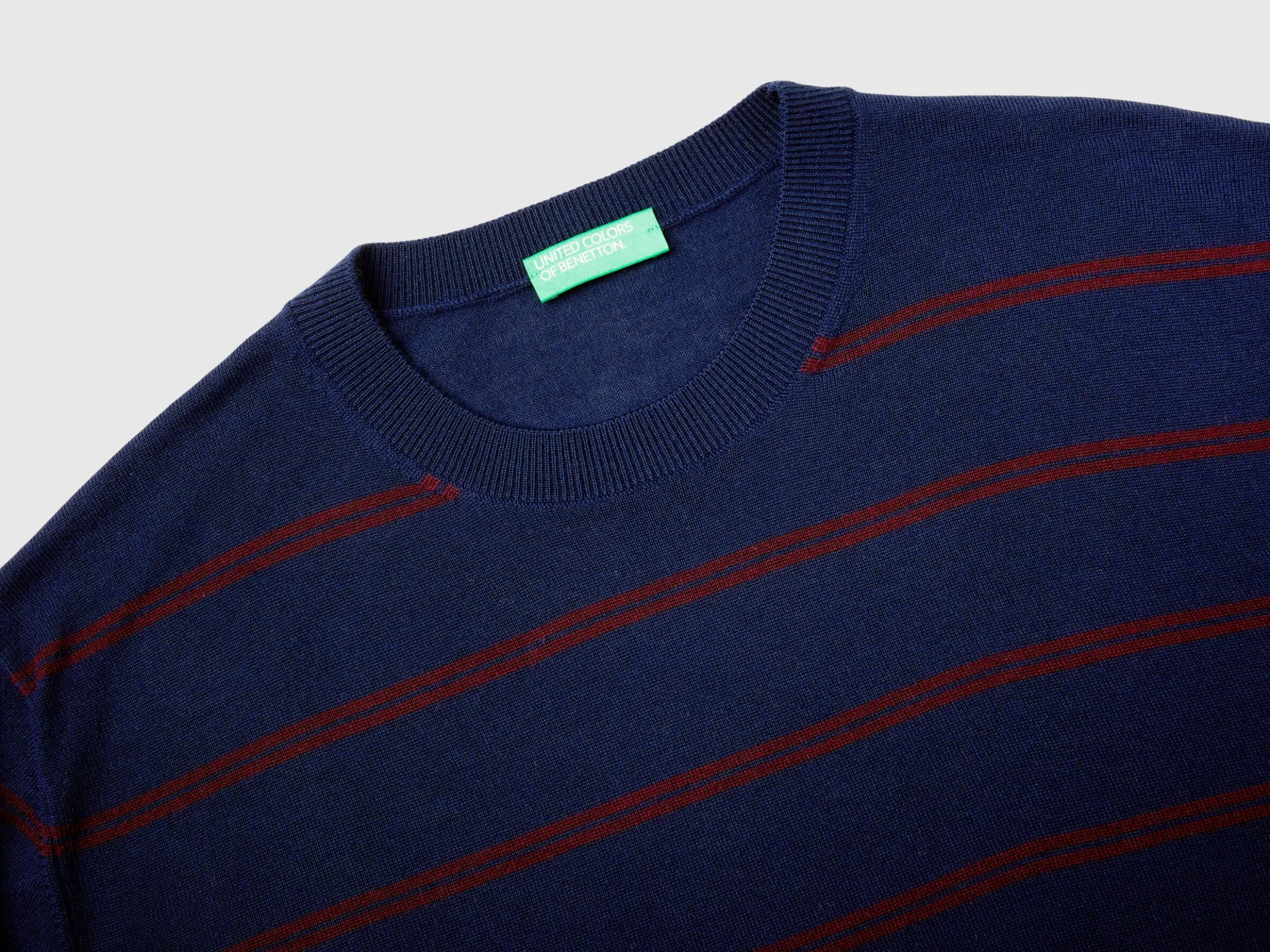 Striped sweater in pure Merino wool