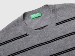 Striped sweater in pure Merino wool