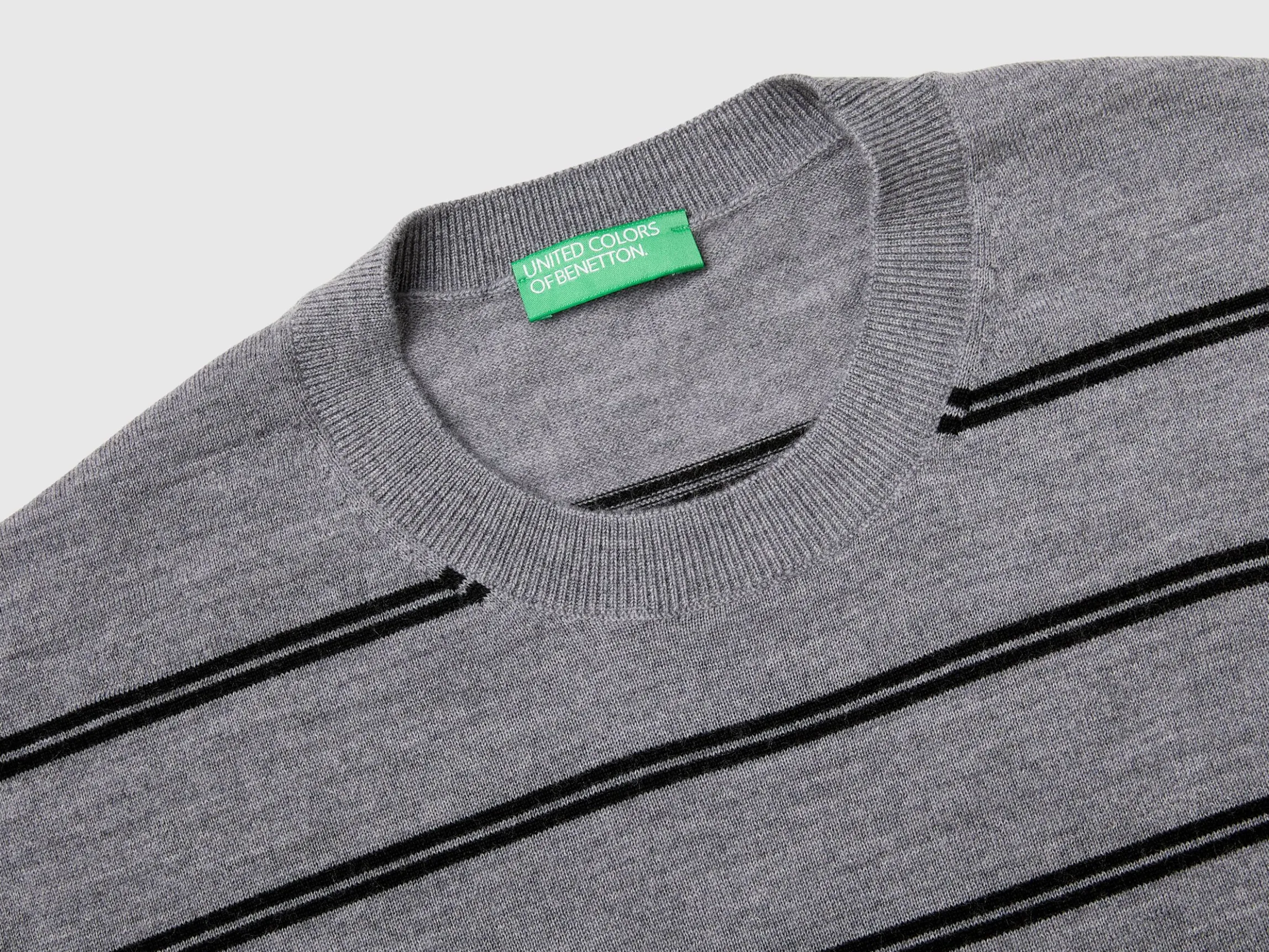 Striped sweater in pure Merino wool