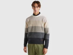 Striped sweater in pure Shetland wool