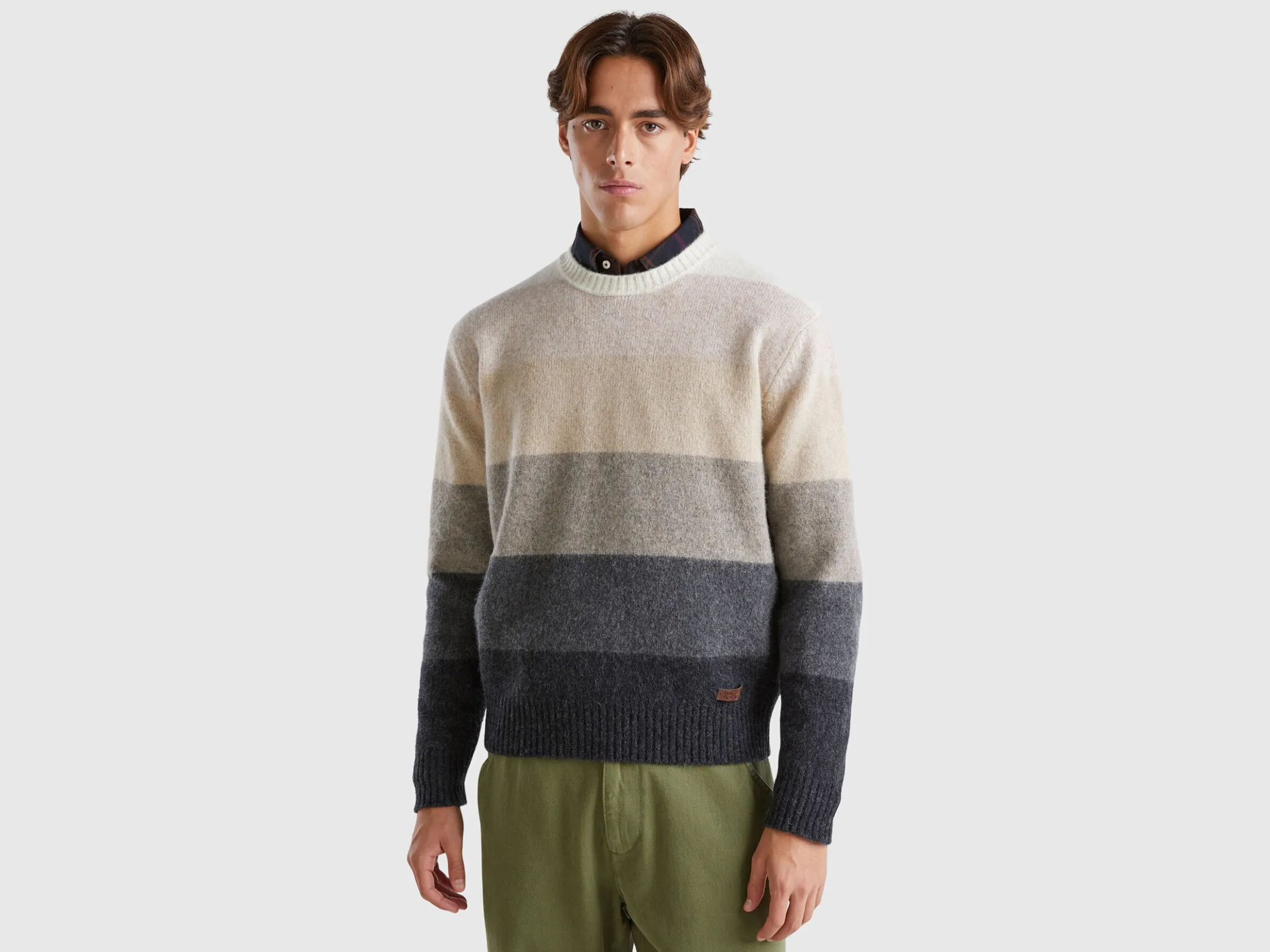 Striped sweater in pure Shetland wool