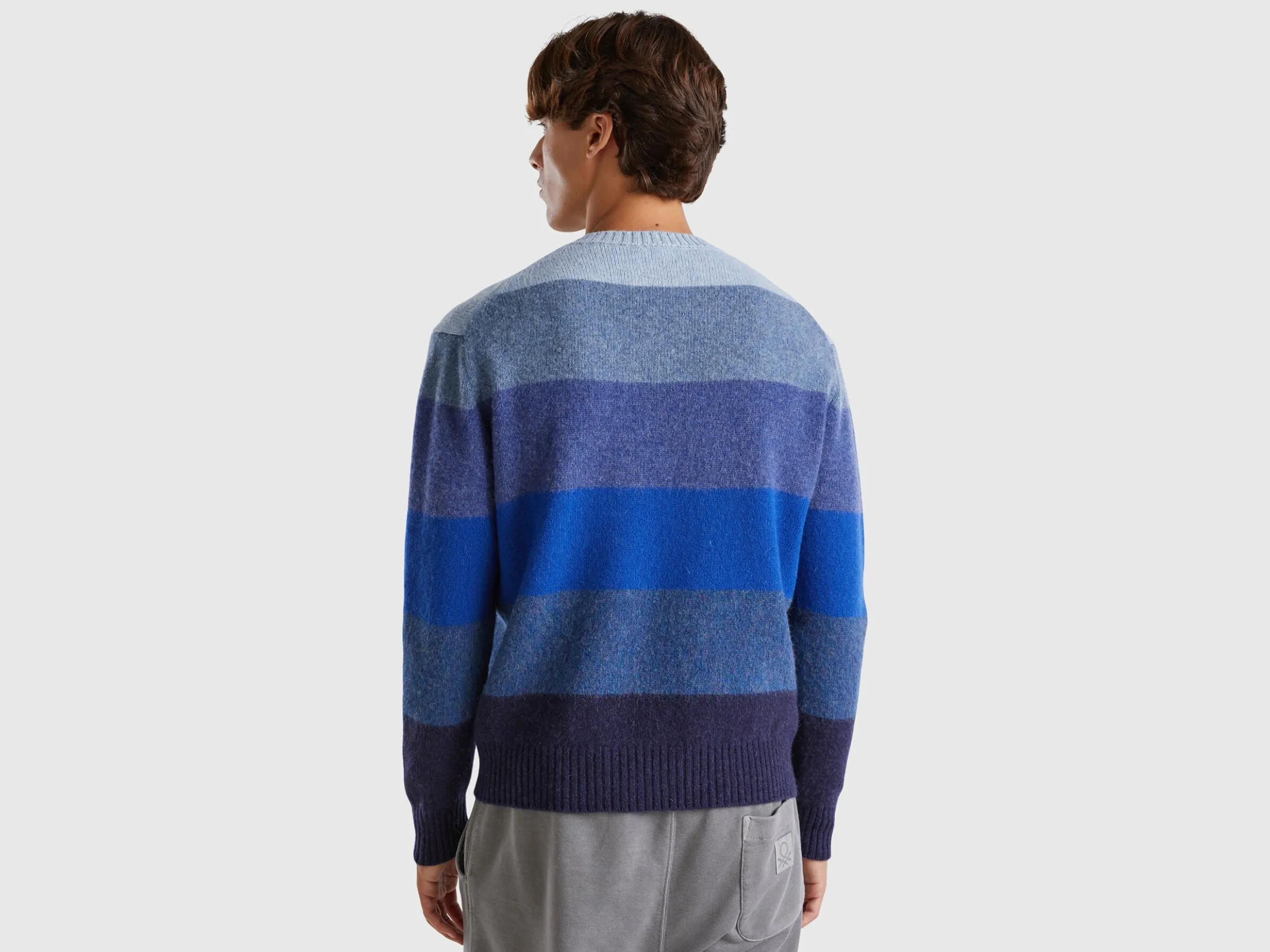 Striped sweater in pure Shetland wool