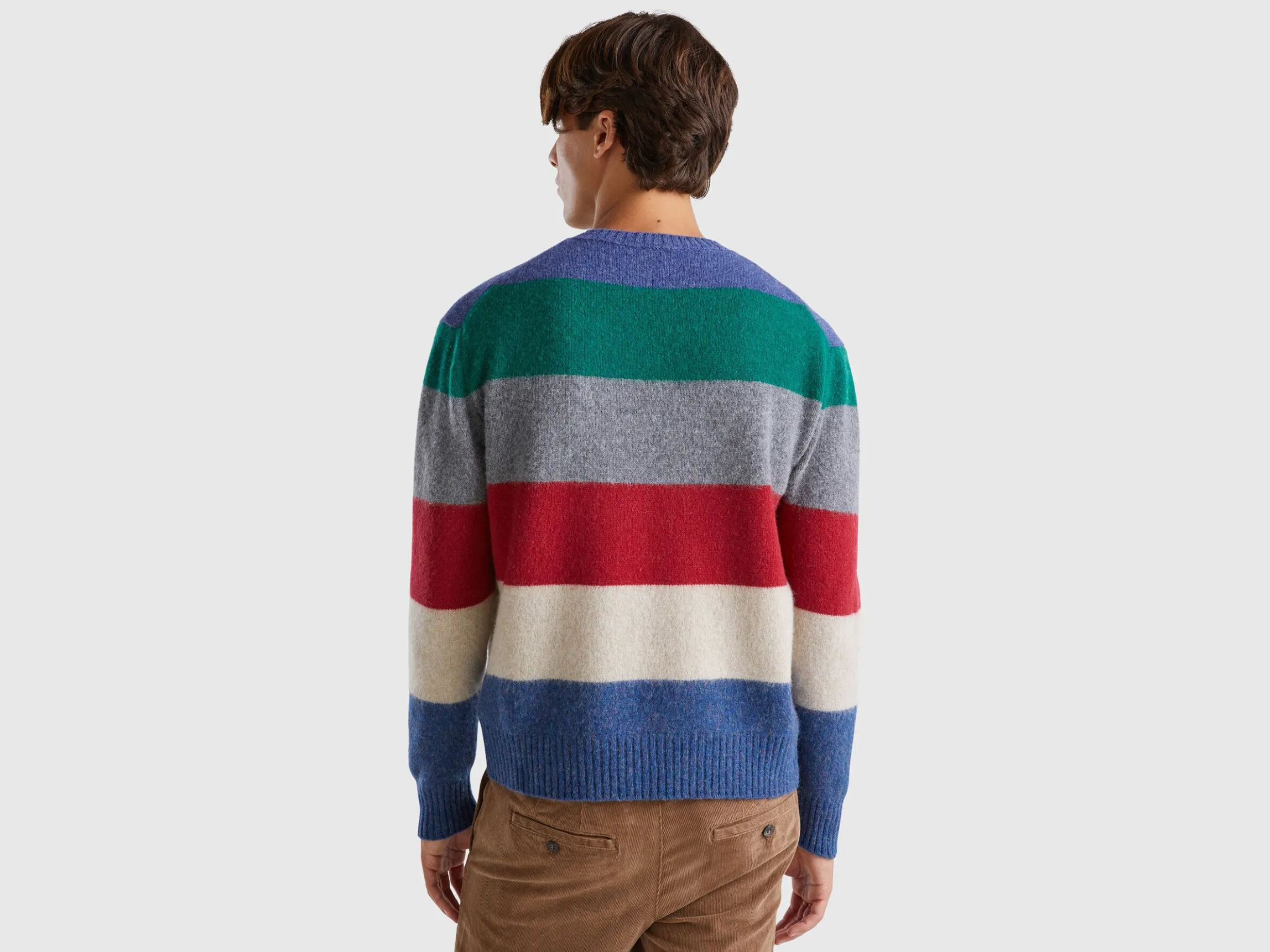 Striped sweater in pure Shetland wool