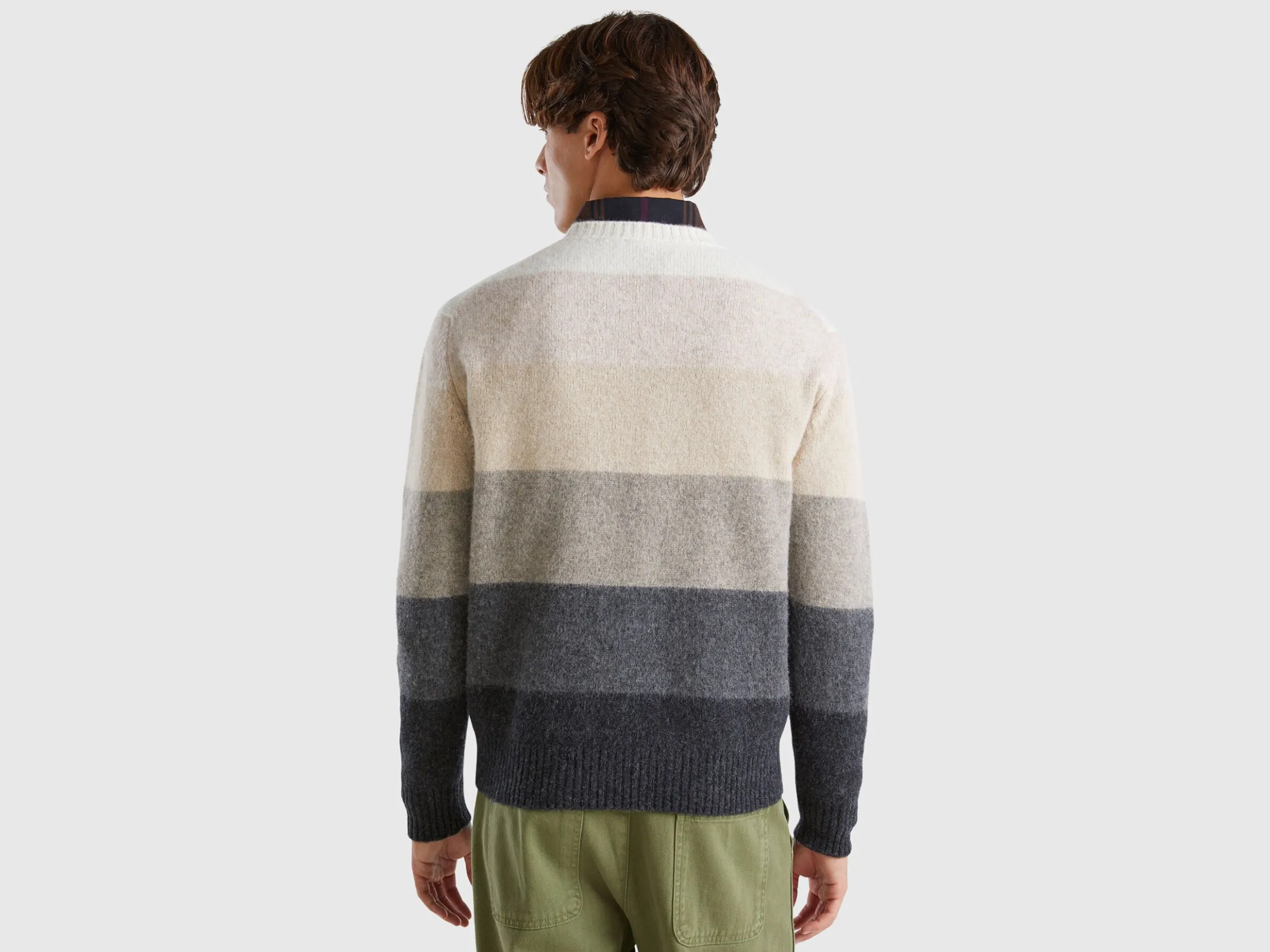 Striped sweater in pure Shetland wool