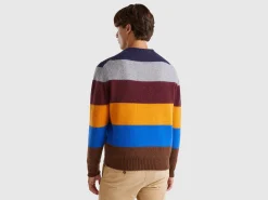 Striped sweater in pure Shetland wool