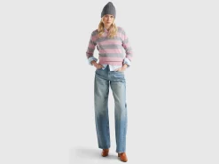 Striped sweater in pure Shetland wool