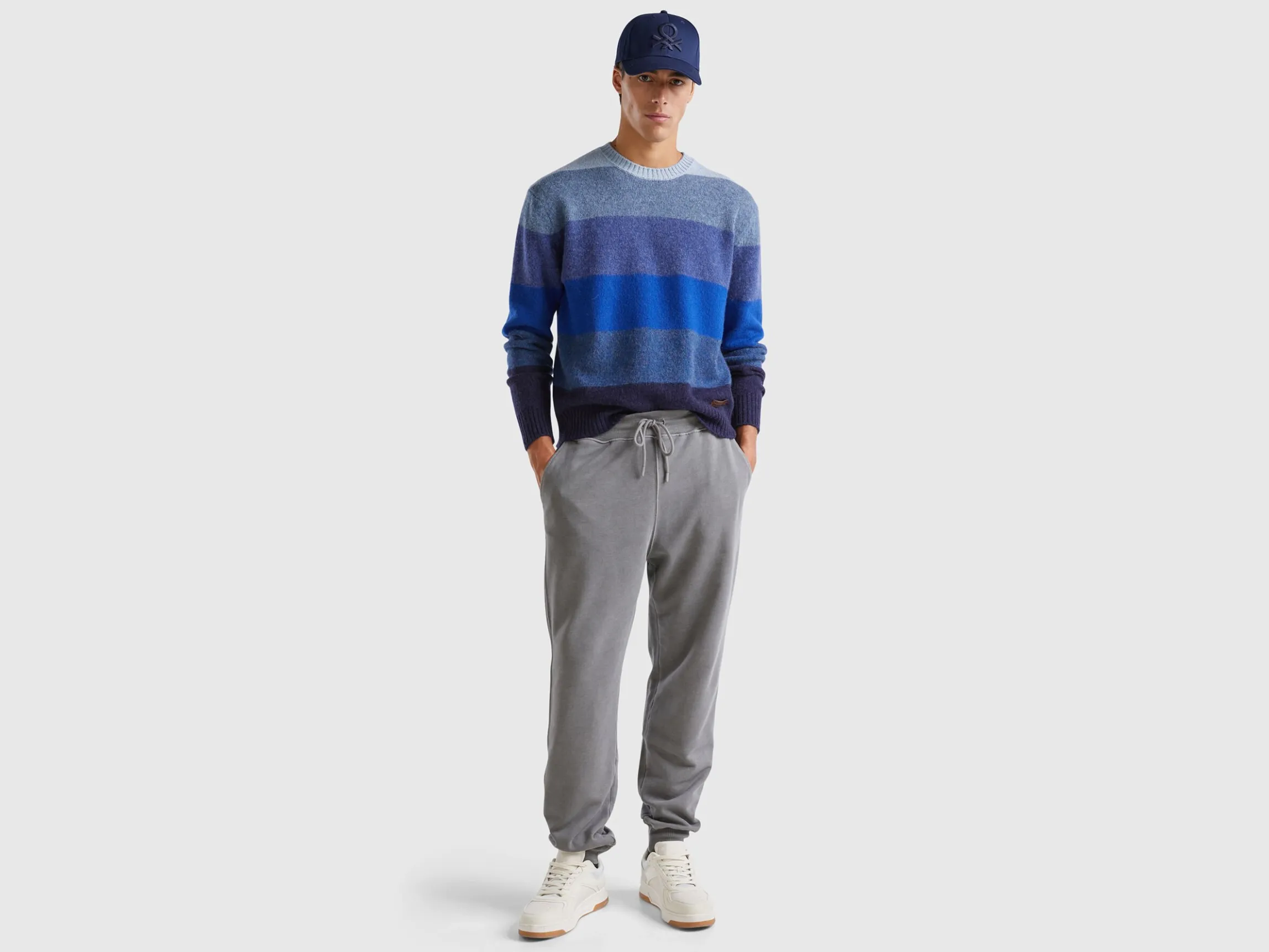 Striped sweater in pure Shetland wool