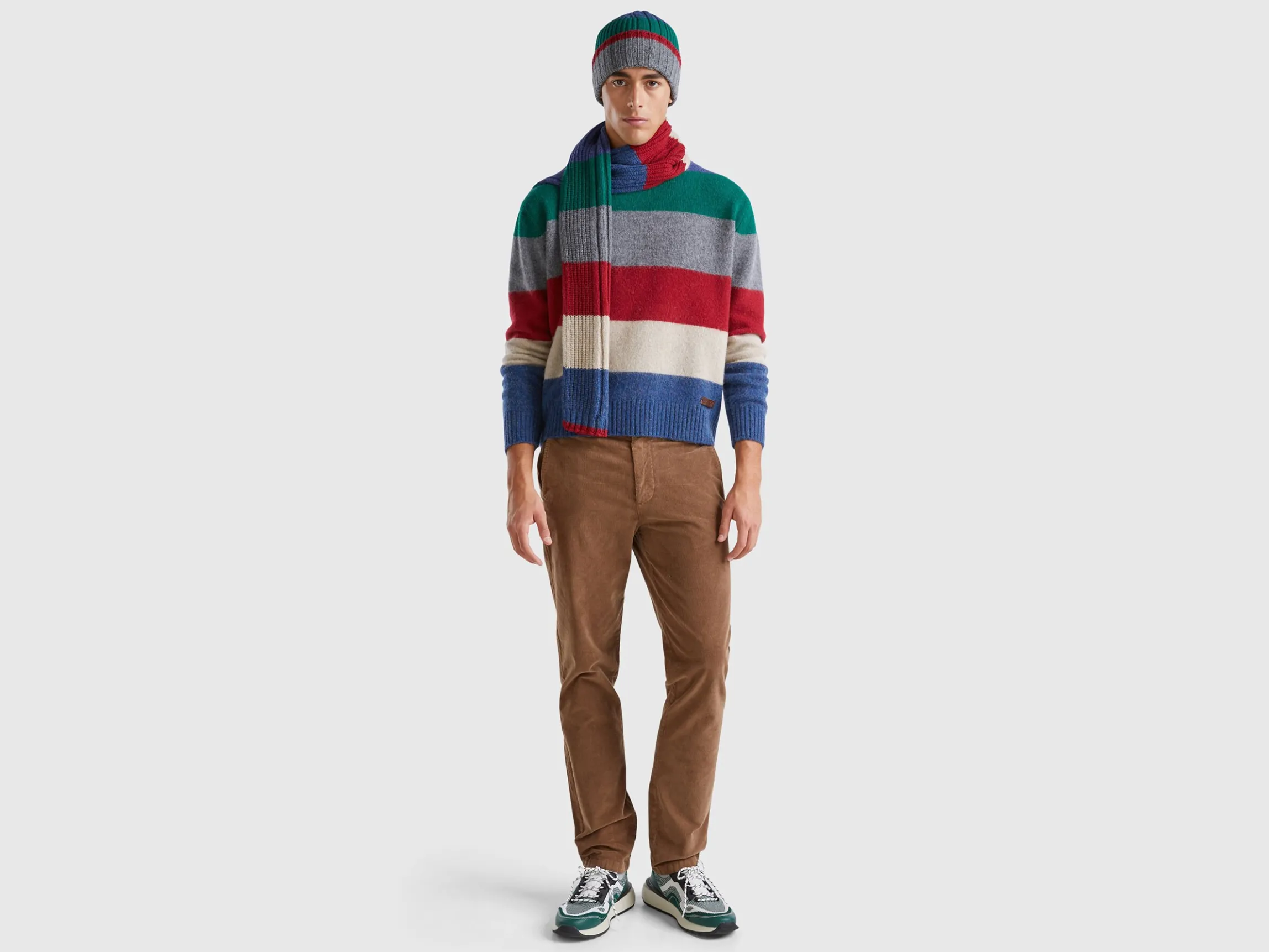Striped sweater in pure Shetland wool
