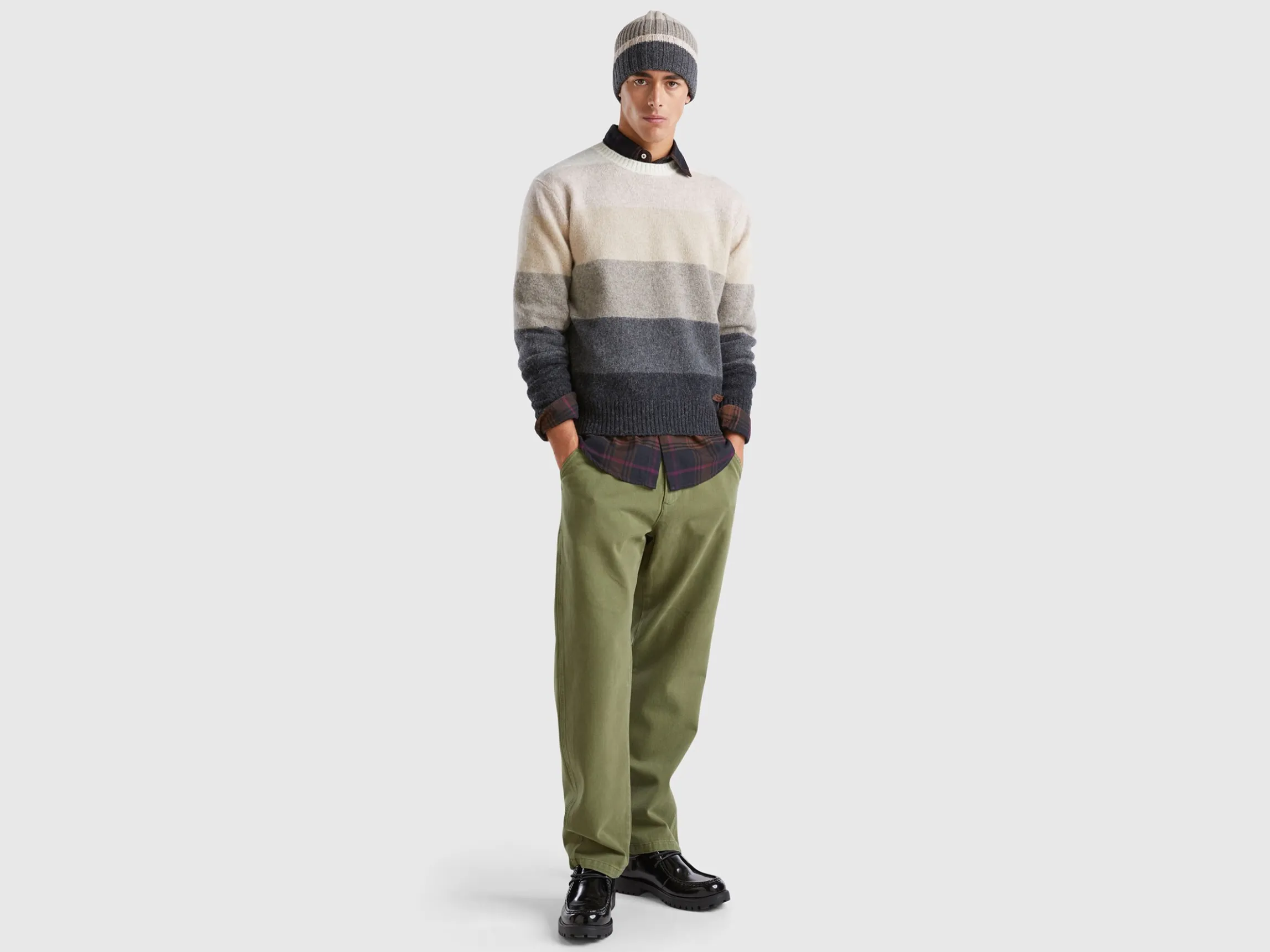 Striped sweater in pure Shetland wool