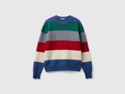 Striped sweater in pure Shetland wool