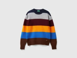 Striped sweater in pure Shetland wool