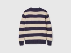 Striped sweater in pure Shetland wool