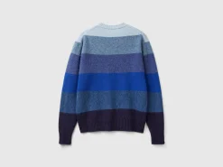 Striped sweater in pure Shetland wool