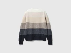 Striped sweater in pure Shetland wool