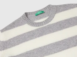 Striped sweater in pure Shetland wool