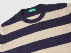 Striped sweater in pure Shetland wool