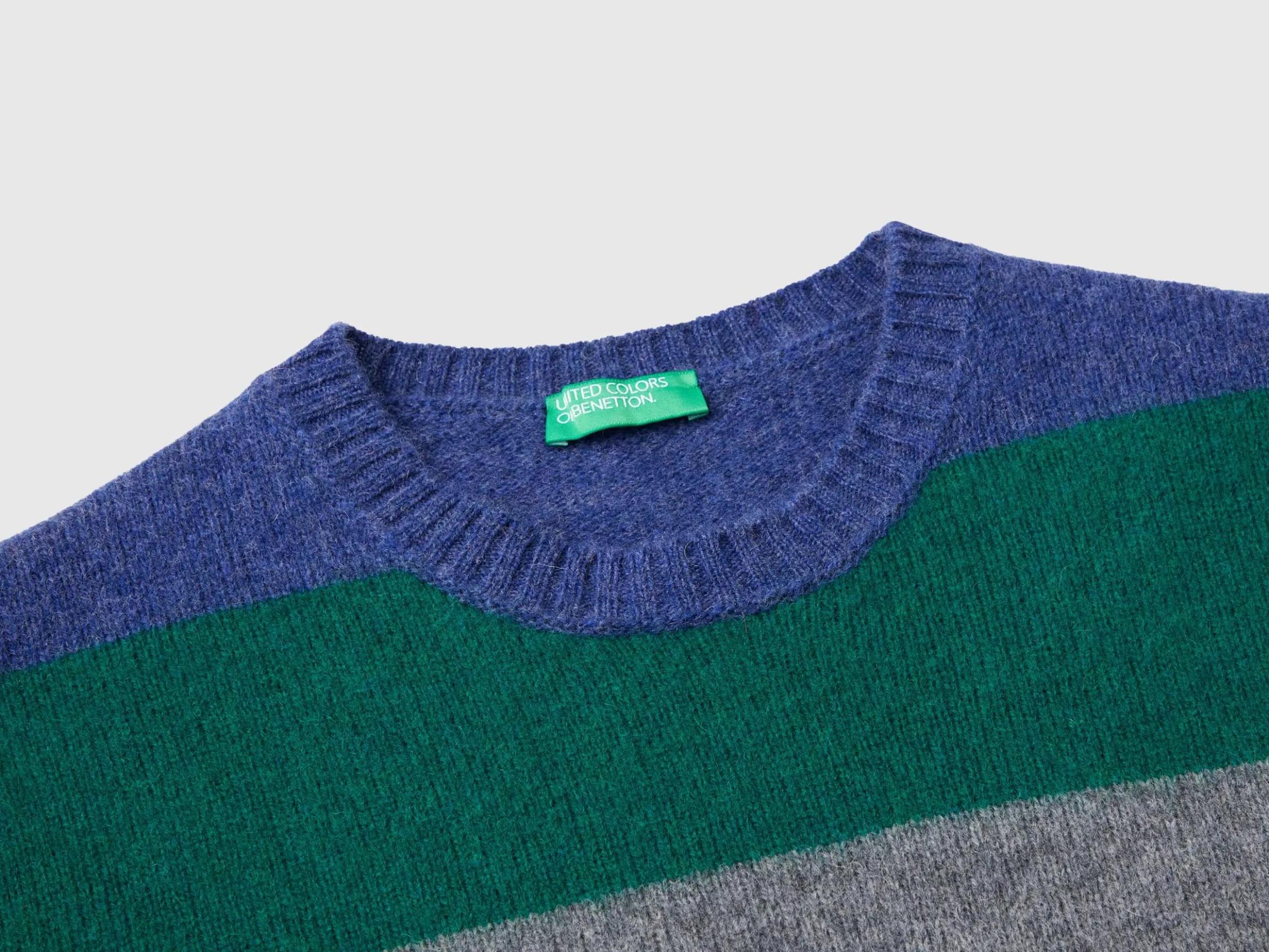Striped sweater in pure Shetland wool