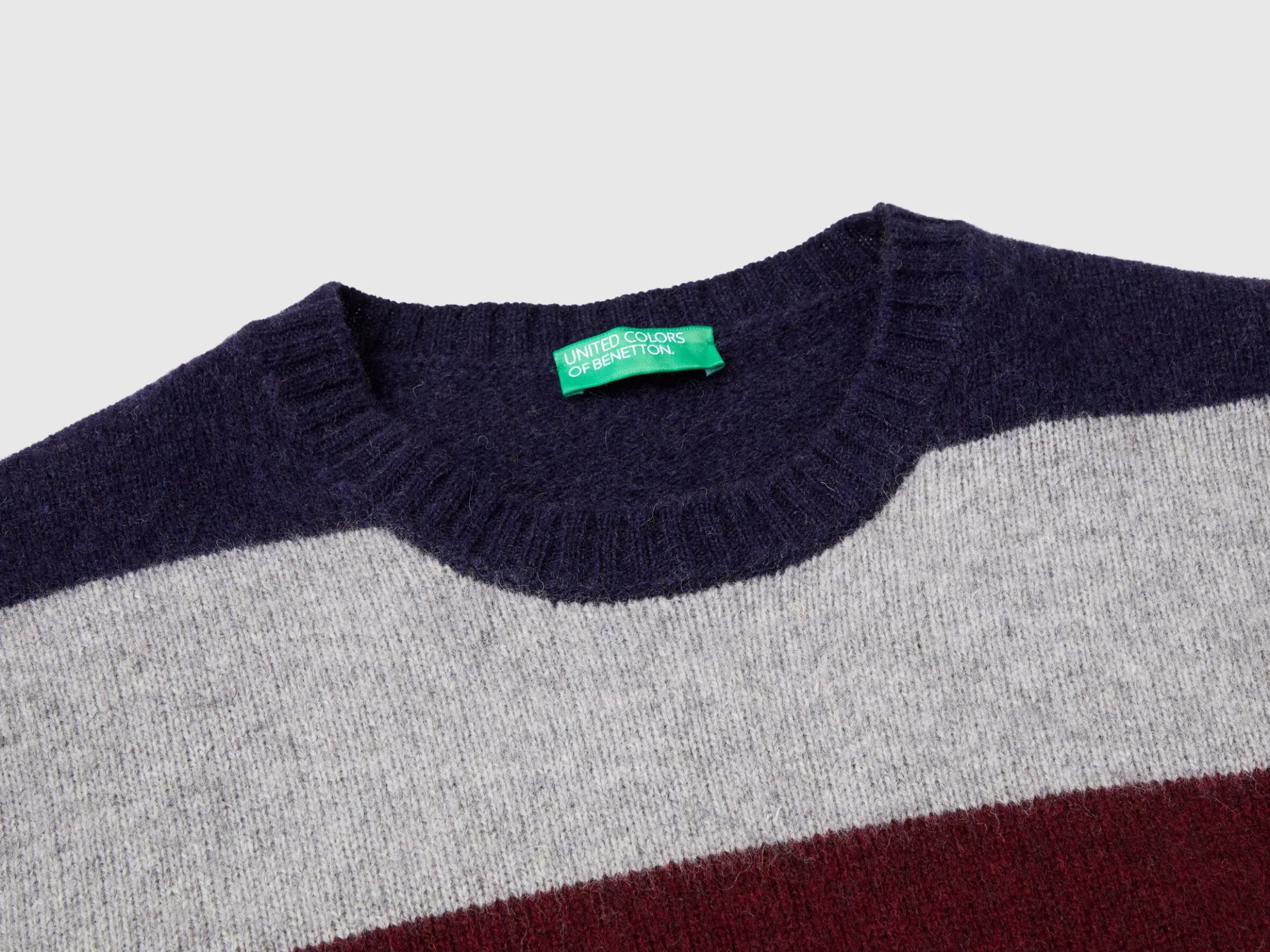 Striped sweater in pure Shetland wool