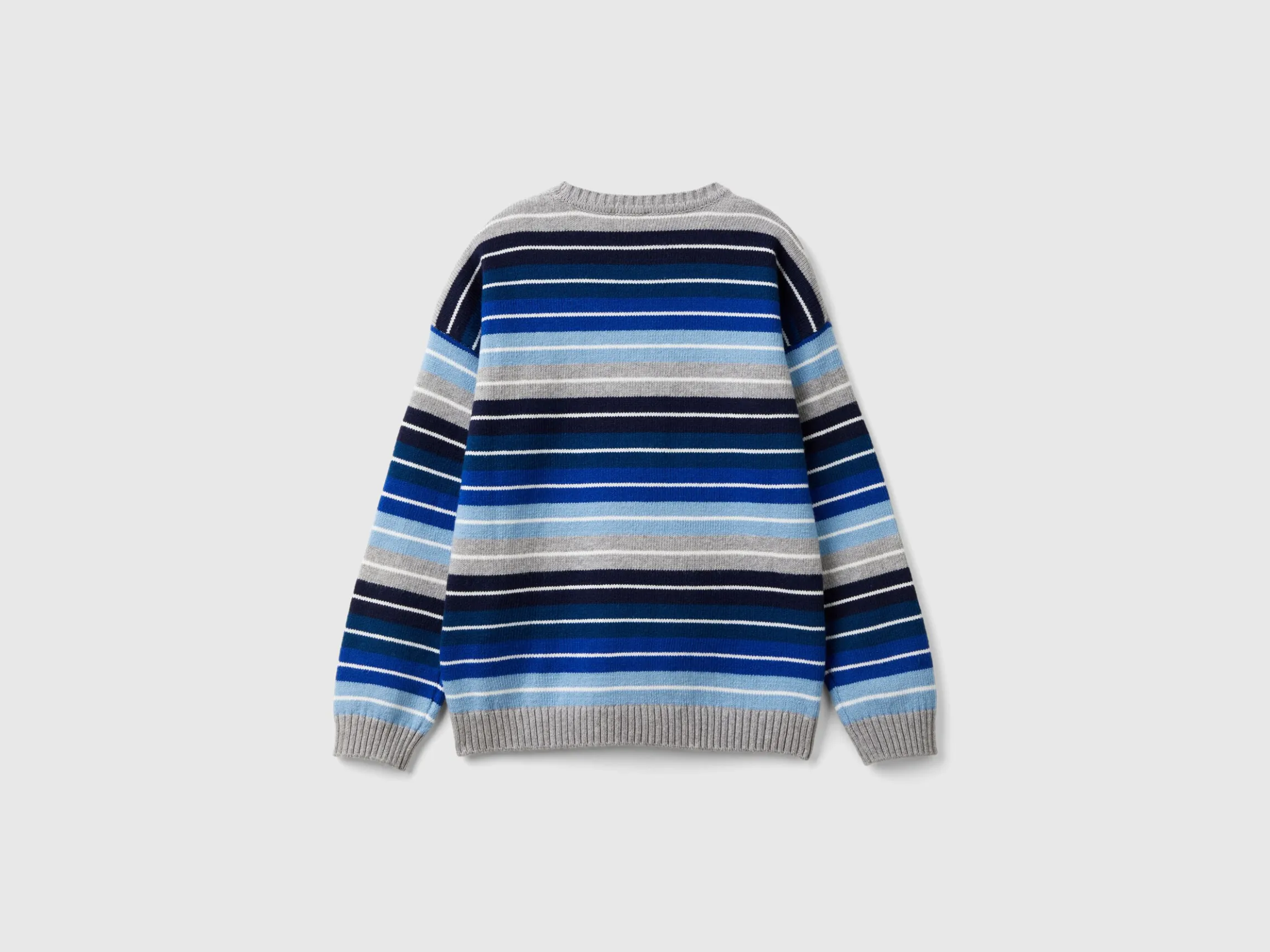 Striped sweater in wool and cotton blend