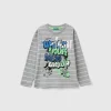 Striped t-shirt with slogan