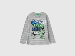 Striped t-shirt with slogan