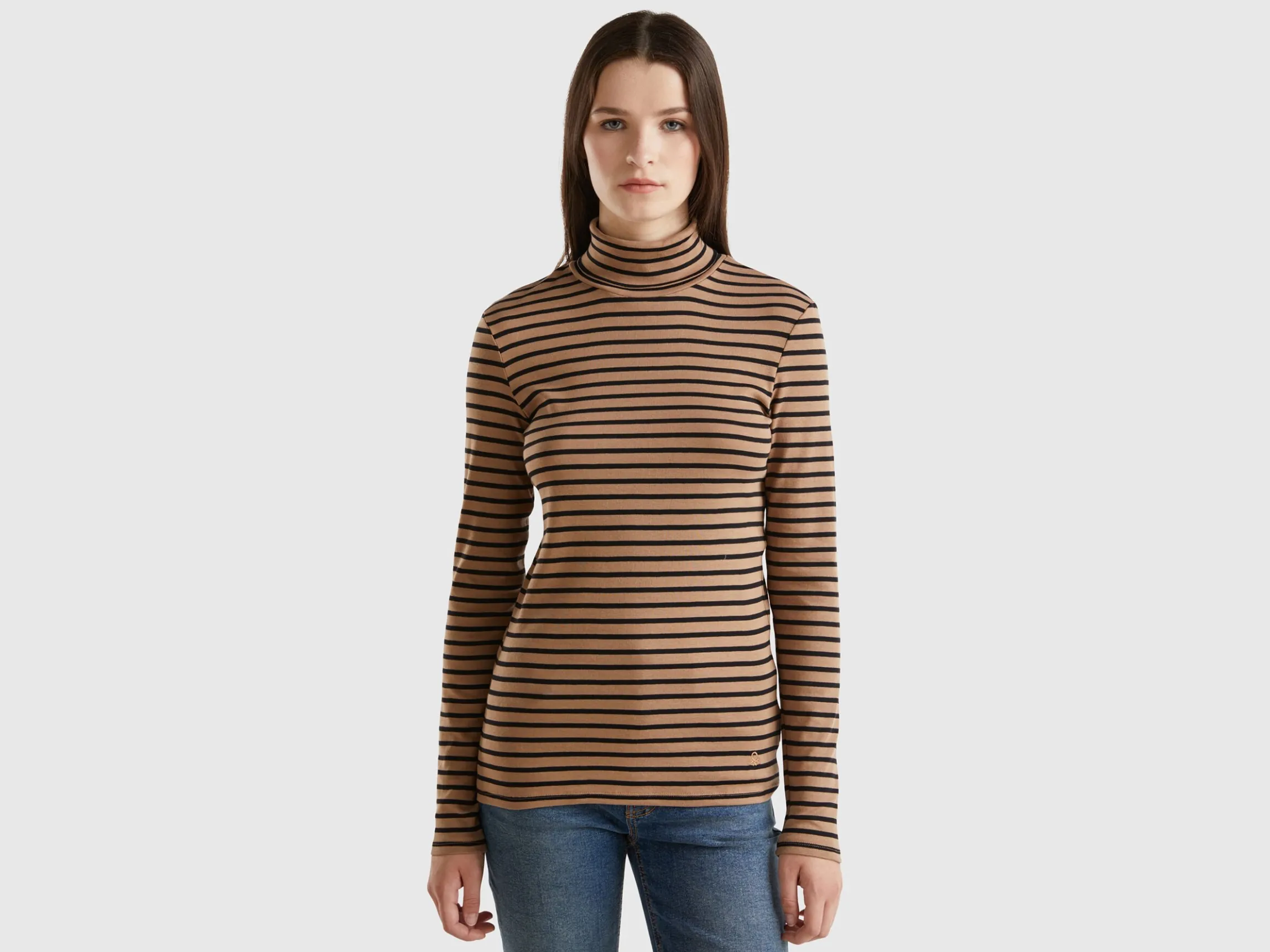 Striped turtleneck t-shirt