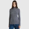 Striped turtleneck t-shirt