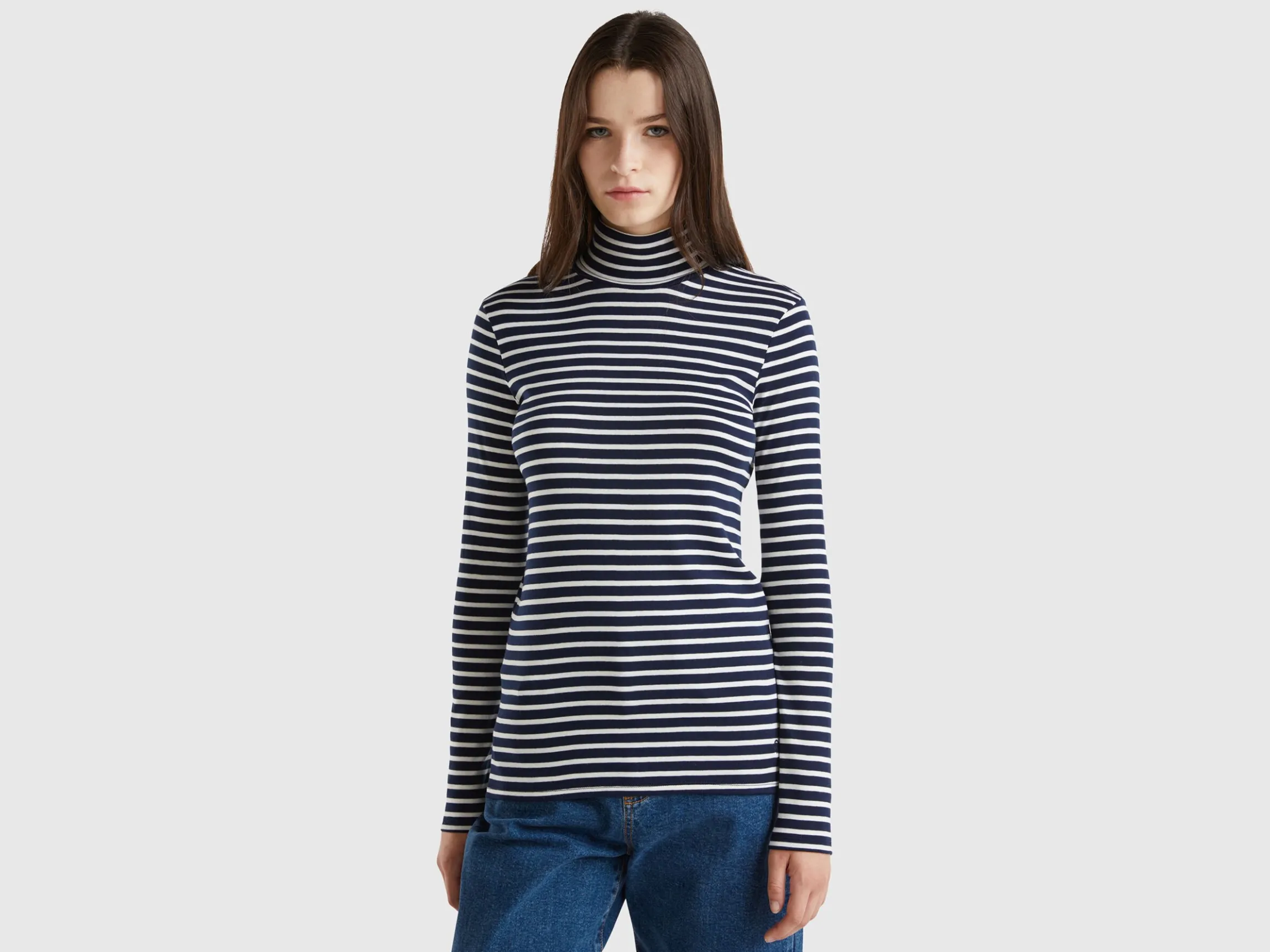 Striped turtleneck t-shirt