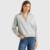 Sweat fabric polo with V-neck
