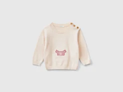 Sweater in wool blend with embroidery
