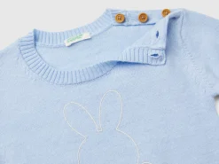 Sweater in wool blend with embroidery